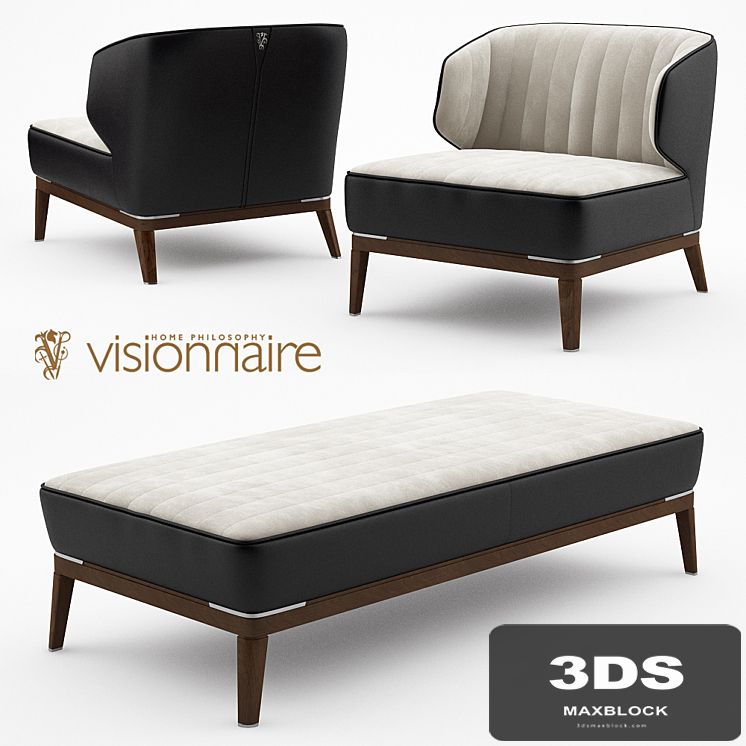 Blondie leather armchair and bench - Visionnaire Home Philosophy