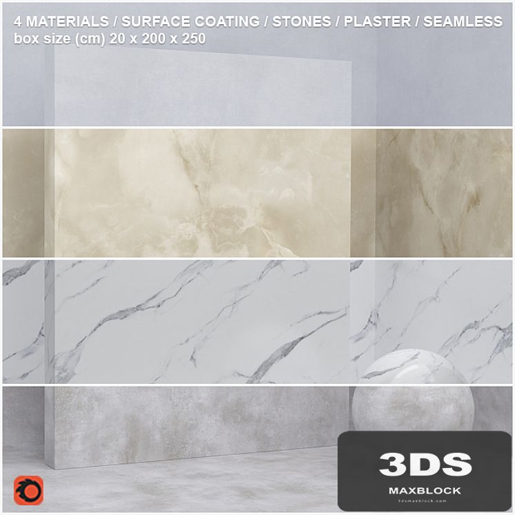 4 materials (seamless) - stone, plaster - set 8