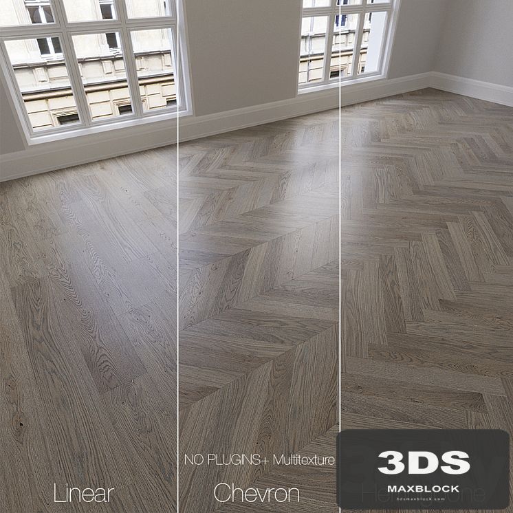 Parquet natural, oak Twilight, 3 types. Linear, chevron, herringbone.