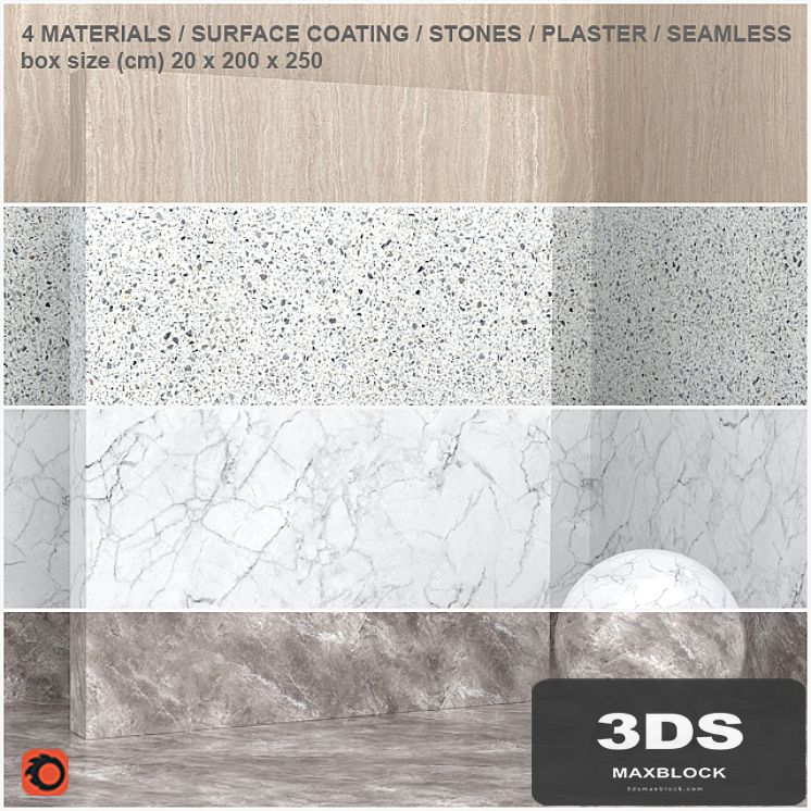 4 materials (seamless) - stone, plaster - set 11