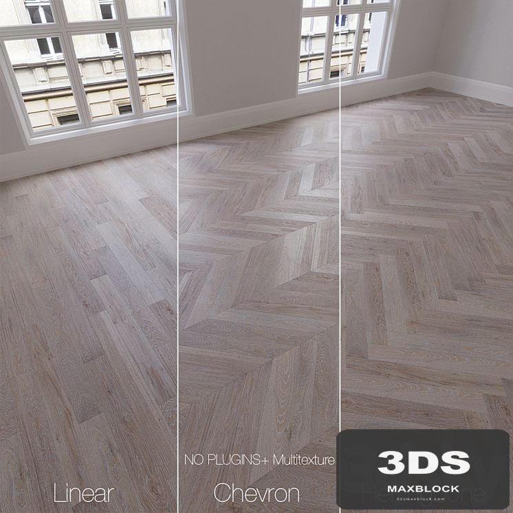 Parquet natural, oak Crystal, 3 types. Linear, chevron, herringbone.