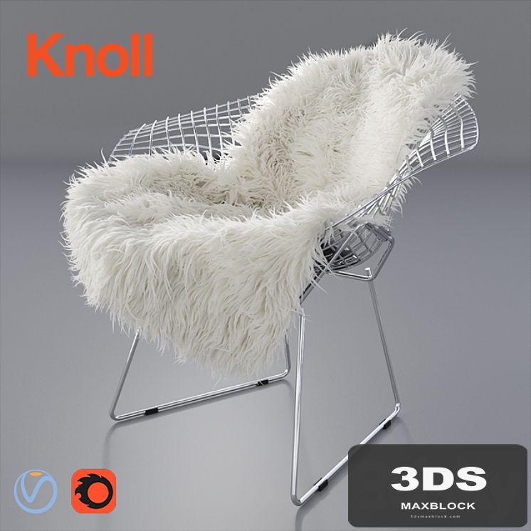 Sheepskin on Bertoia Diamond chair by Knoll