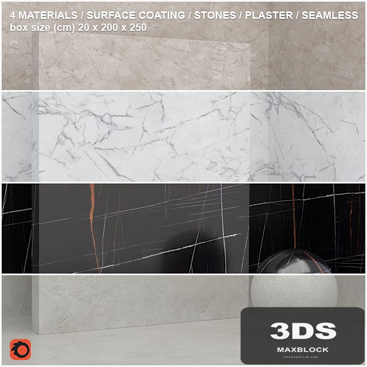 4 materials (seamless) - stone, plaster - set 12