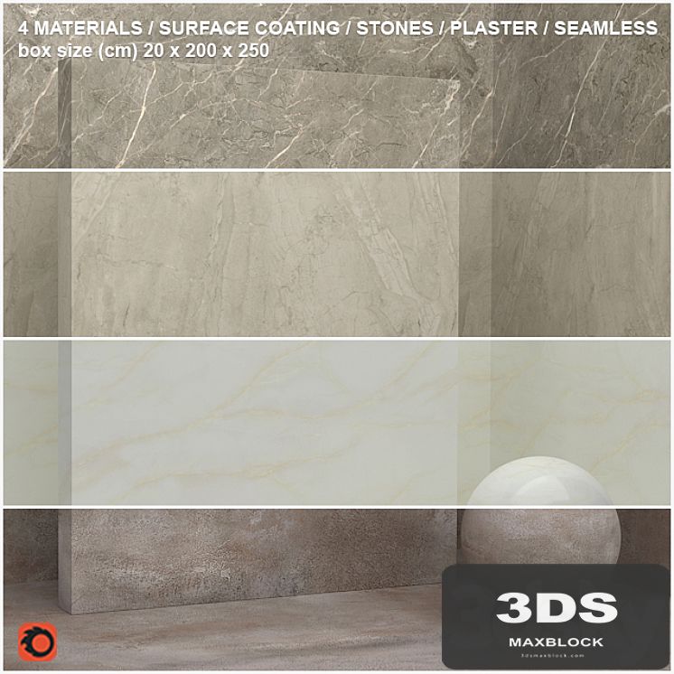 4 materials (seamless) - stone, plaster - set 13