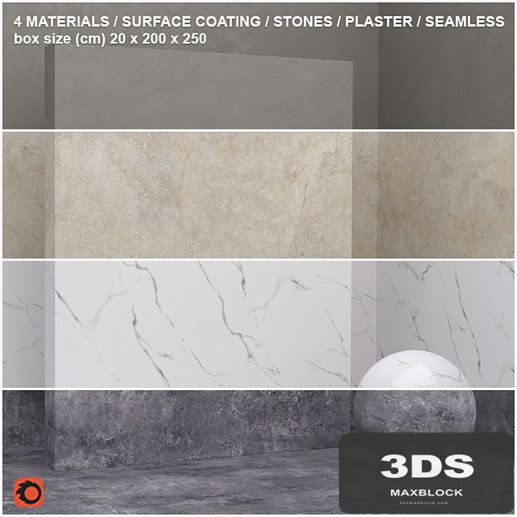 4 materials (seamless) - stone, plaster - set 14