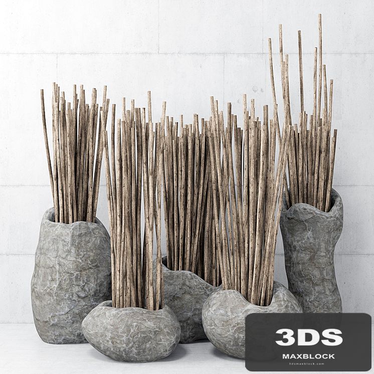 Stone dishes / Stone vases with branches