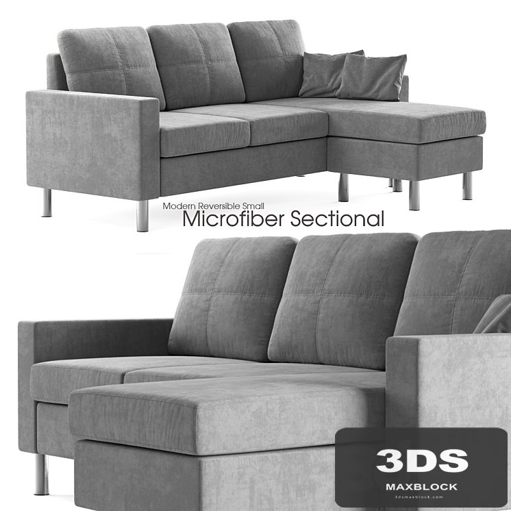 Modern Reversible Small Microfiber Sectional