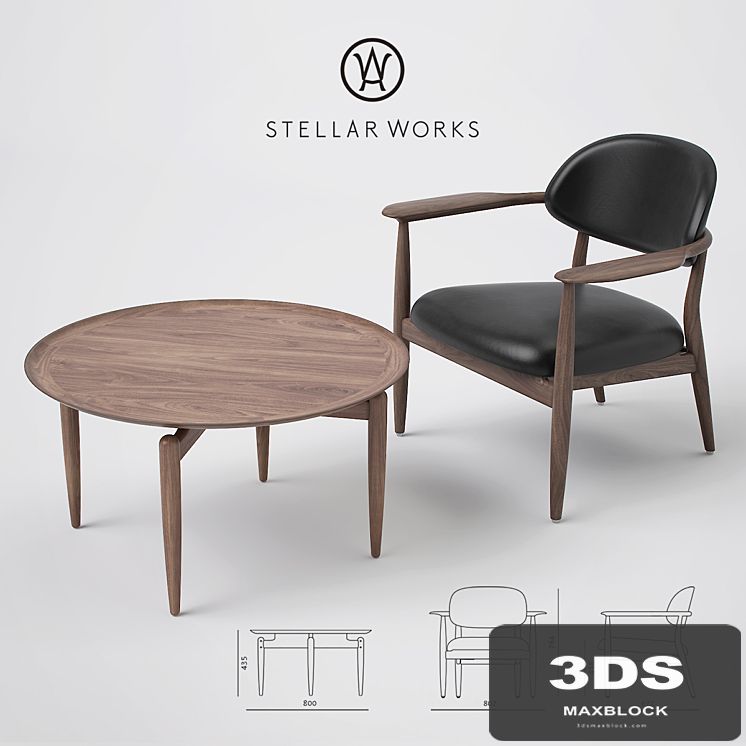 Stellar Works Slow Lounge Chair and Coffee Table