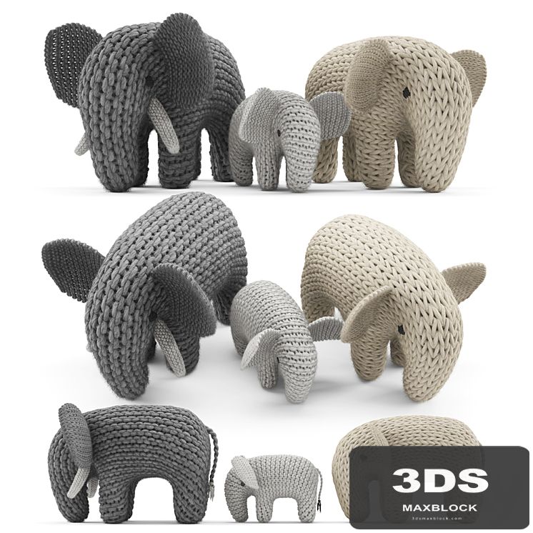 Knitted Elephants Toys