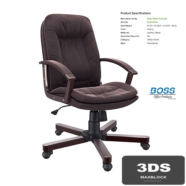 Office chair Boss Versailles Executive Chair With Cherry Wood Finish