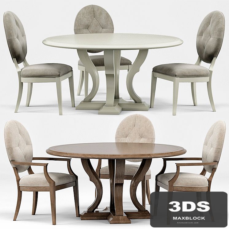 Clarke Oval Dining Chair, Michaela Round Dining Table