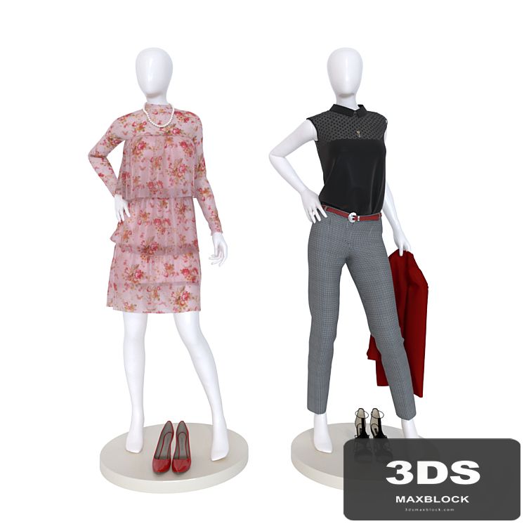 Mannequins with clothes