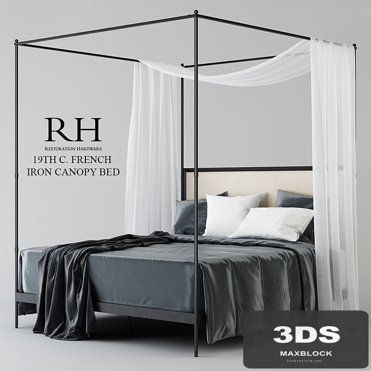 RH 19TH WITH FRENCH IRON CANOPY BED