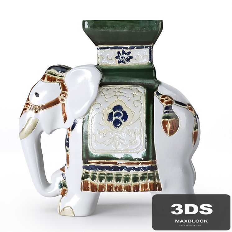 Ceramic Elephant Garden Stool