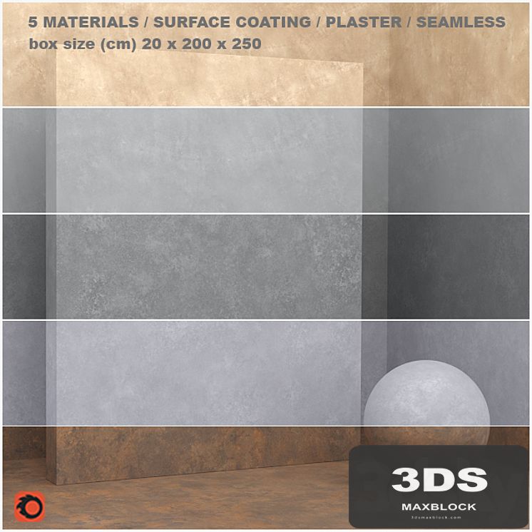5 materials (seamless) - stone, plaster - set 19