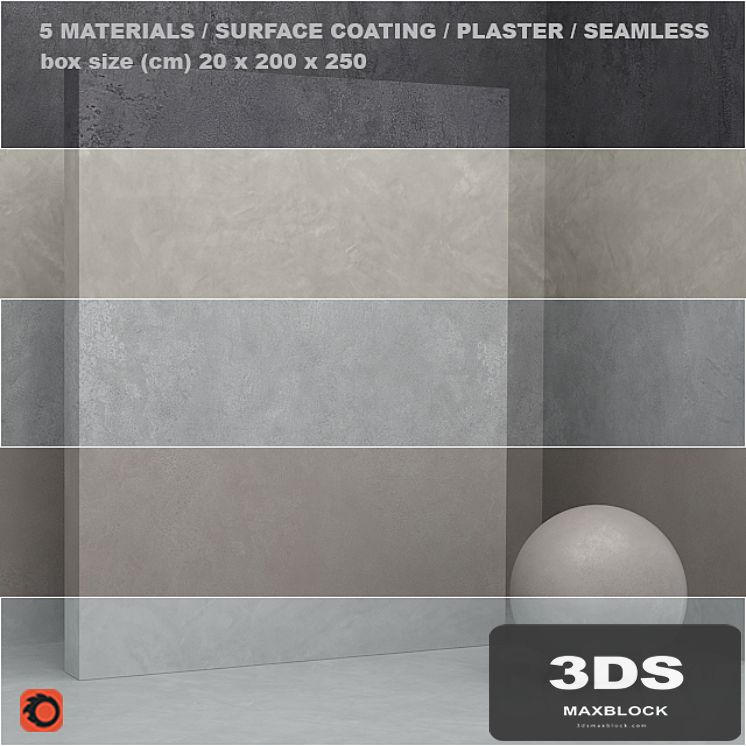 5 materials (seamless) - stone, plaster - set 20