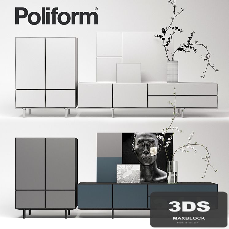 Poliform Pandora Due Storage Unit and Sideboard set