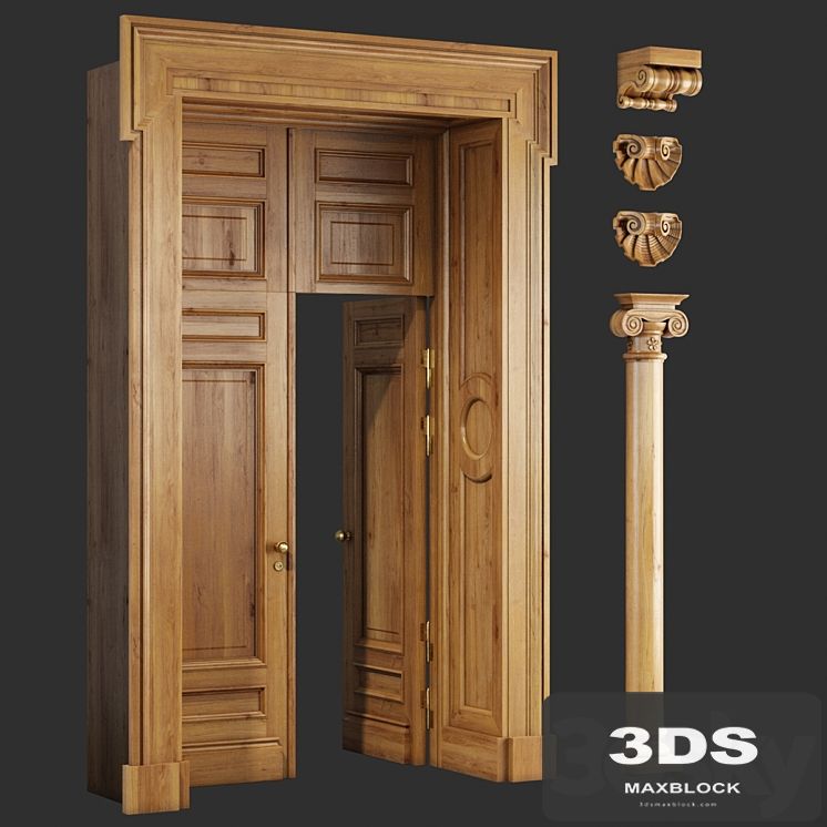 Classic wooden doors and carved elements
