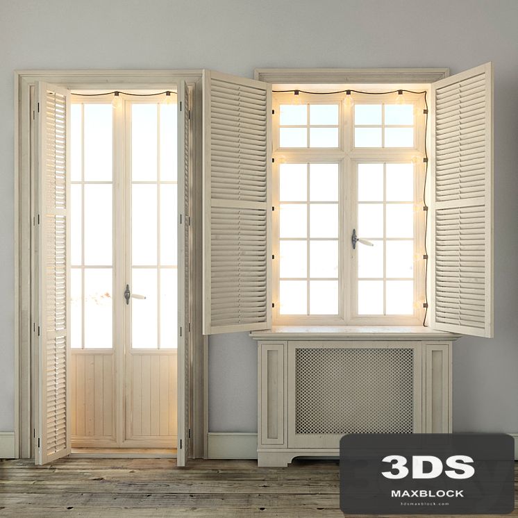Windows with shutters and backlighting