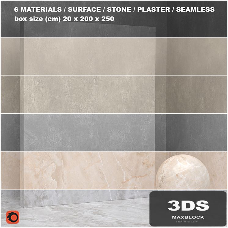 6 materials (seamless) - stone, plaster - set 23