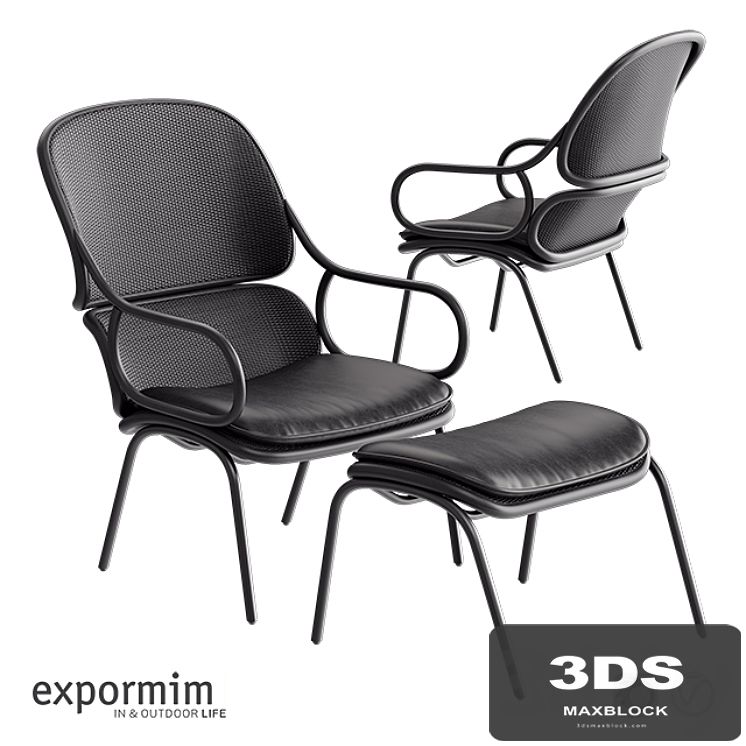 Expormim Frames Armchair with footstool