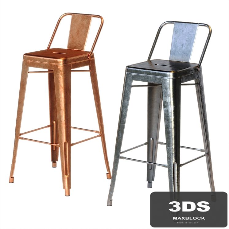 Xavier Pauchard Tolix Style Metal Bar Stool
