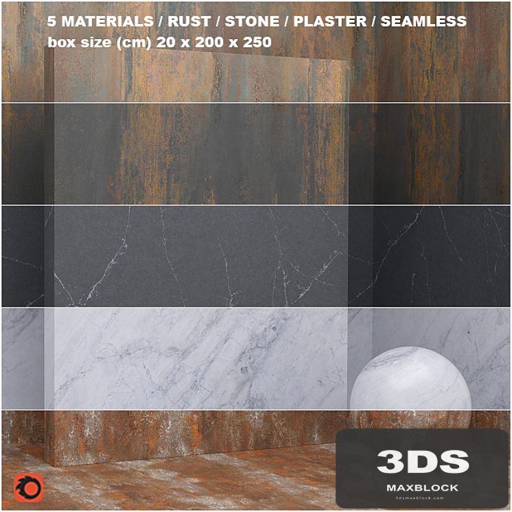 5 materials (seamless) - stone, plaster - set 26