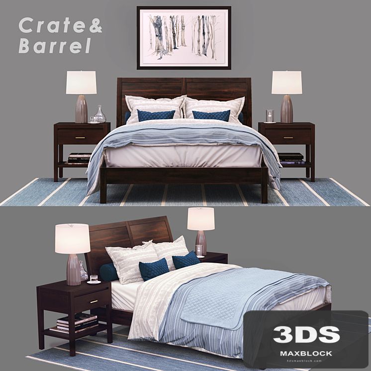 Bed - Crate & Barrel / Dawson Clove Queen Sleigh Bed