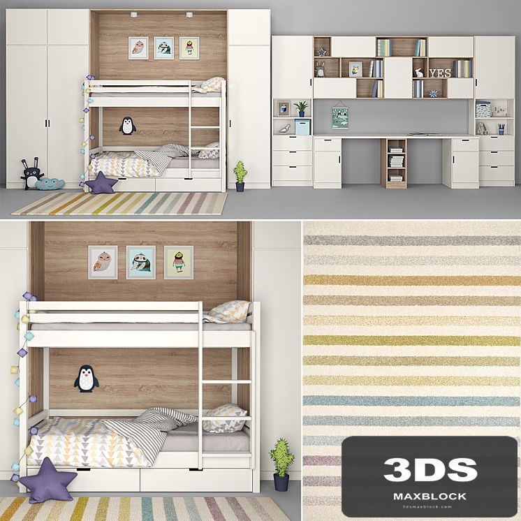 Furniture for children's room with a decor for two children