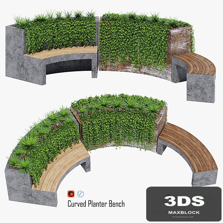 Curved planter bench two