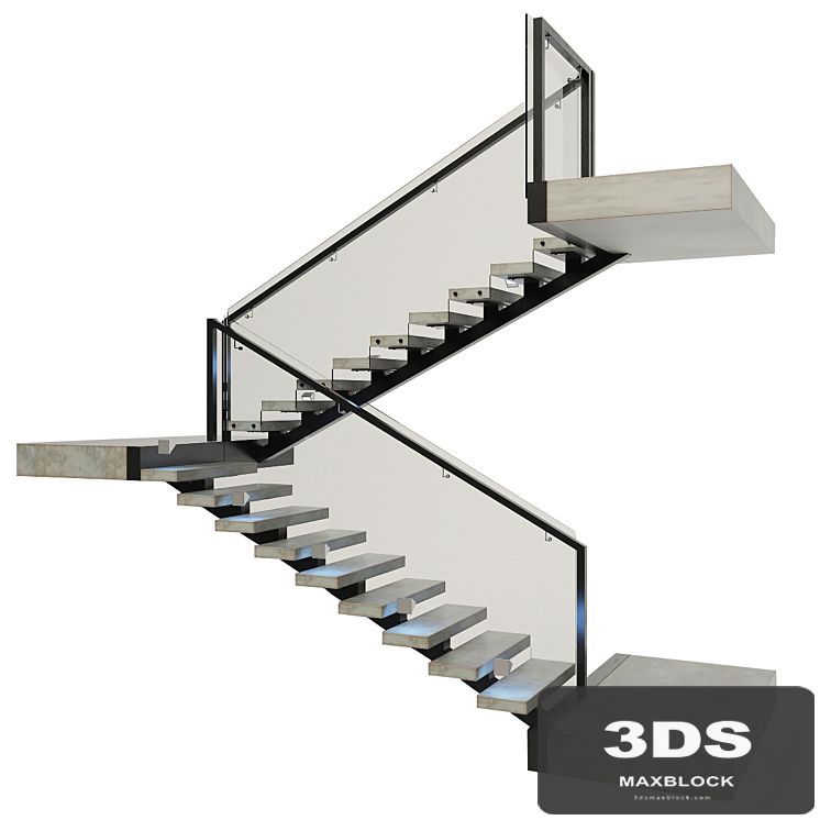 Ladder made of concrete, metal and glass with backlight illuminated PROFI LED IP44