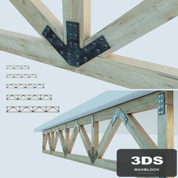 A set of wooden trusses with parallel belts. 6m, 8m, 10m, 12m, 14m