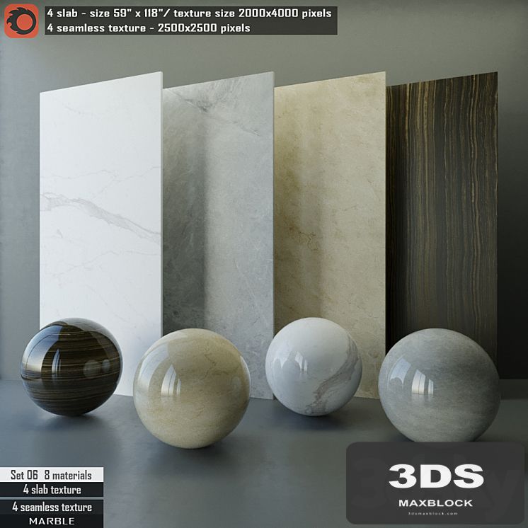 Marble slab & Seamless texture Set 06