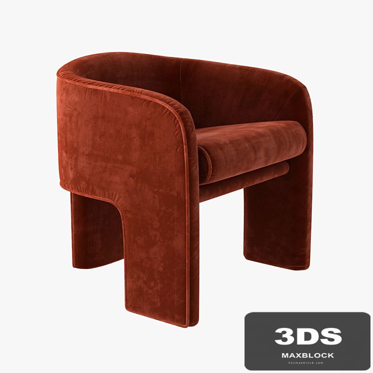 milo baughman armchair in orange velvet