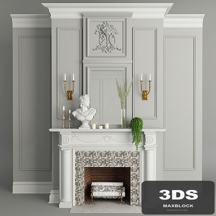 Fireplace, decor, plants