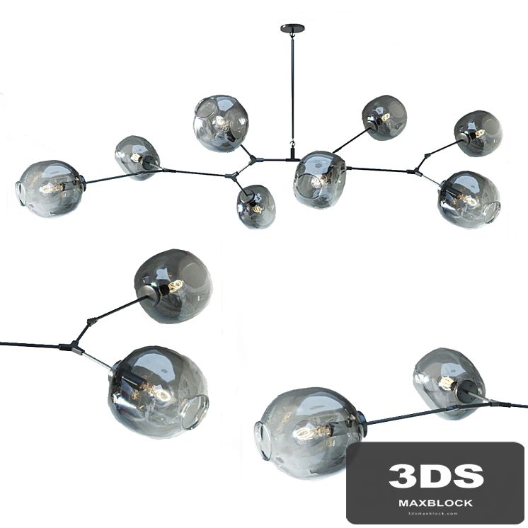 Chandelier branching bubble 8 lamps black
