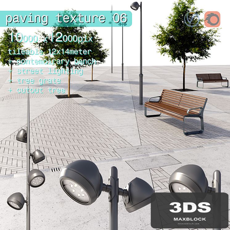 Paving concrete plates mix HR / street furniture 06