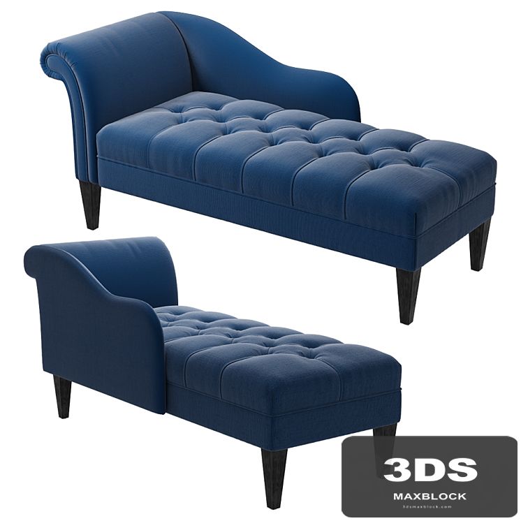 Harrison Tufted Chaise Lounge Midnight Blue