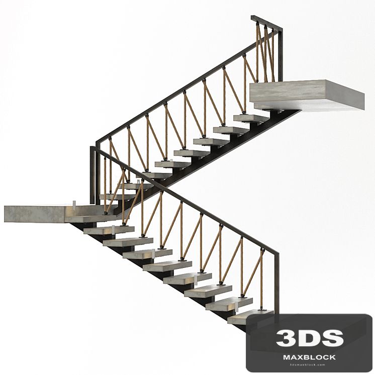 Stairs of concrete, metal and rope, illuminated Astro 7481 Borgo 43