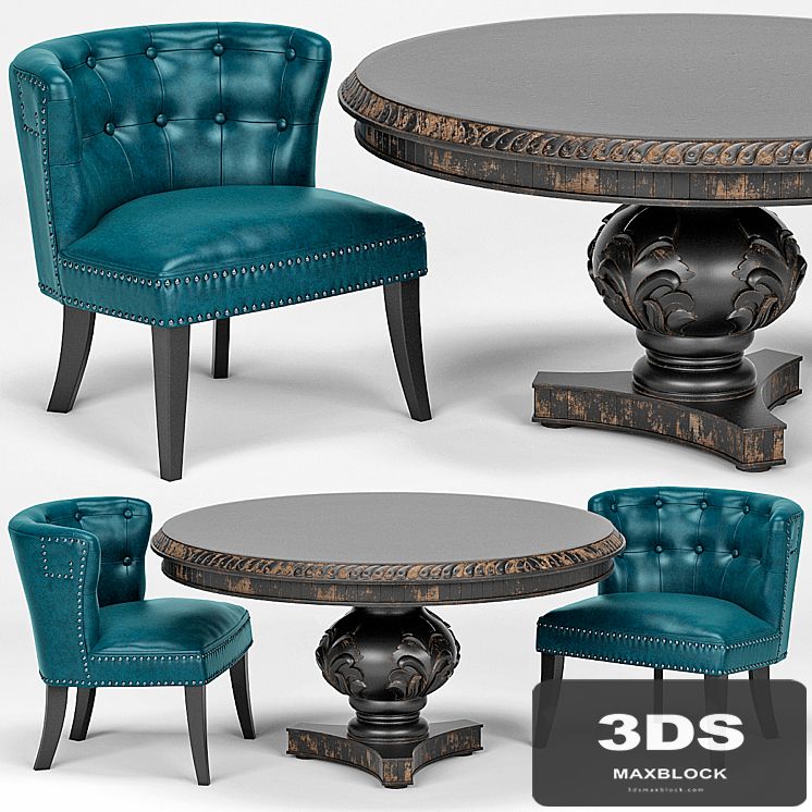 Lone Saphire Barrel Chair, San Telmo Dining Table