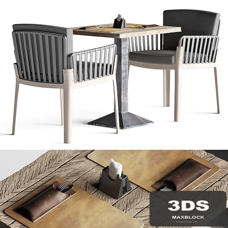 Miami chair, welded table and table setting