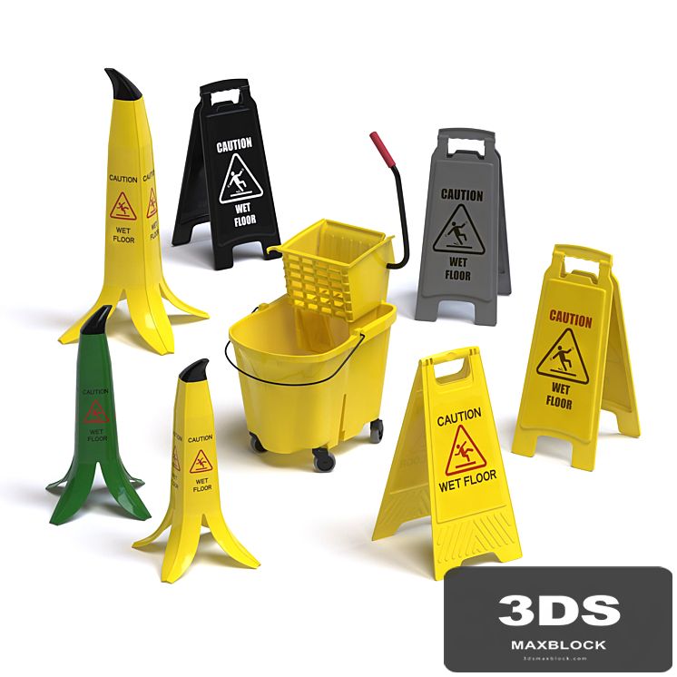 A set of warning signs "Wet Floor"
