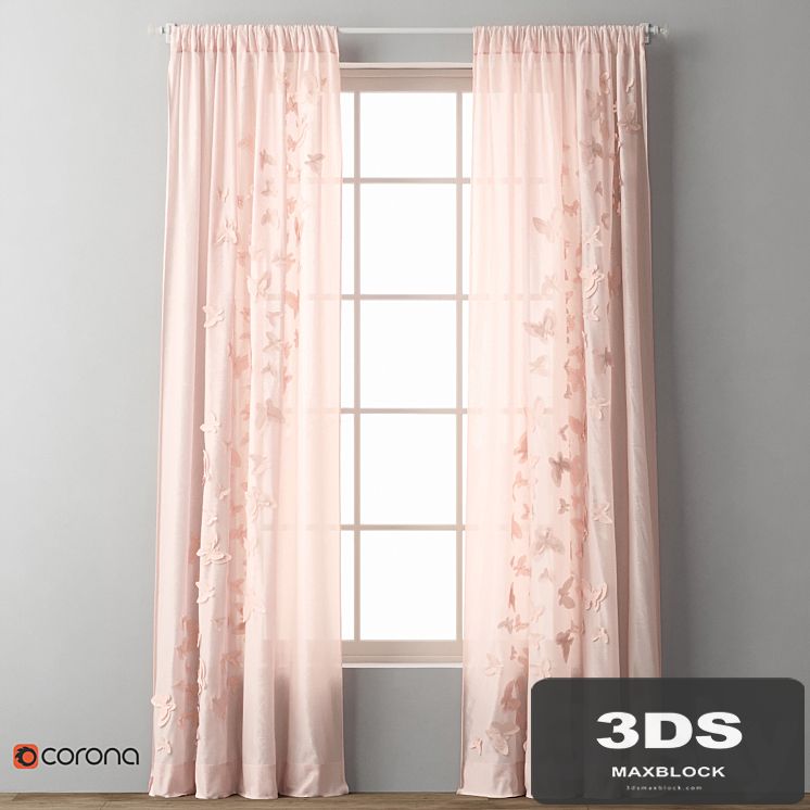 RH / FLOATING BUTTERFLY VOILE DRAPERY PANEL