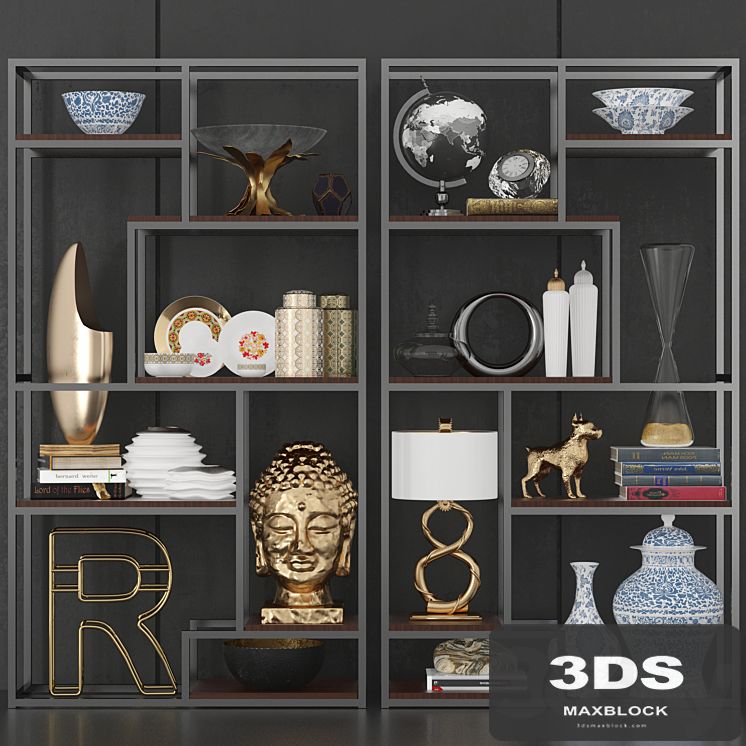 Minimalist shelving with decor and accessories for design projects 7