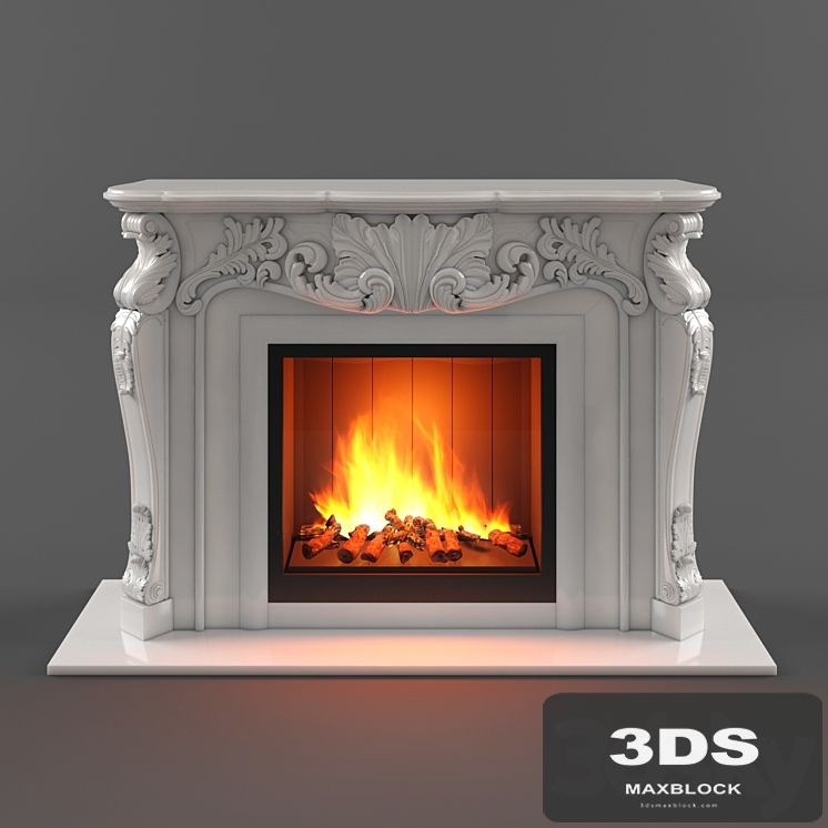 Marble fireplace carved classic