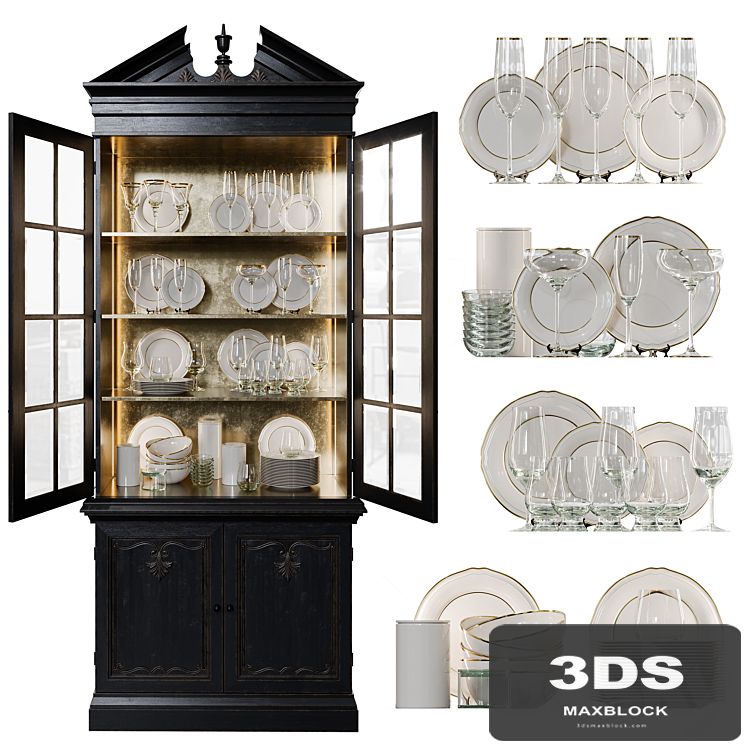 Antique Сupboard With Dishes