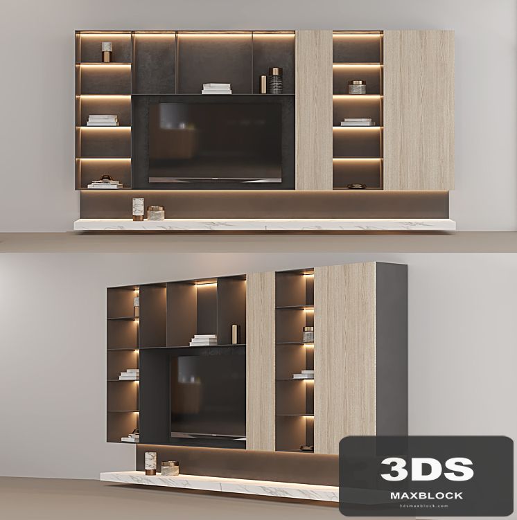 tv wall with bookcase custom made