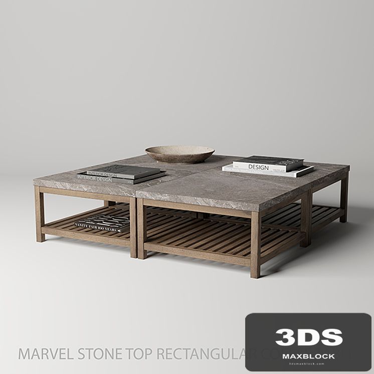 Marvel Stone Top Rectangular Coffee Table