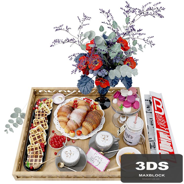 Breakfast in bed on a tray