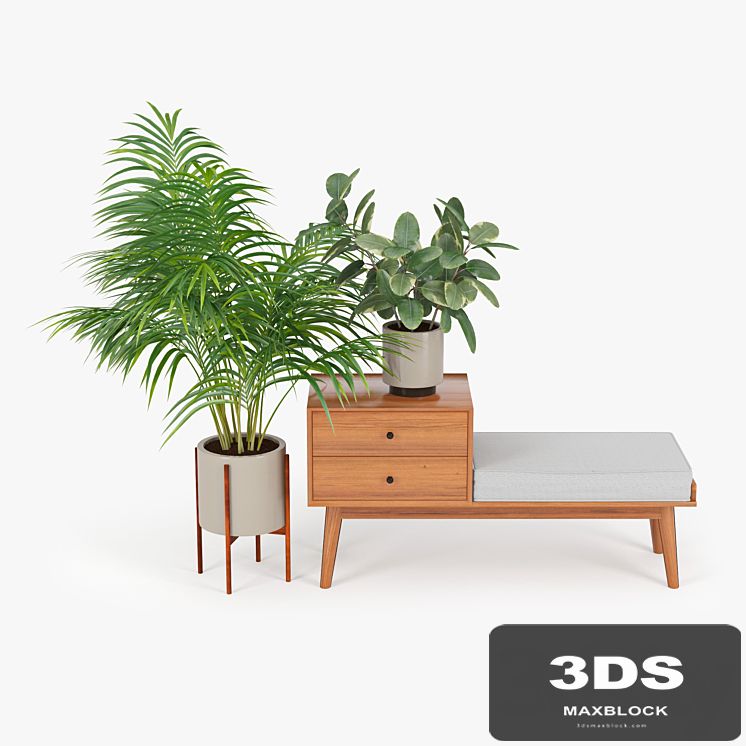mid century storage bench acorn